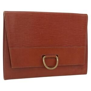 LOUIS VUITTON Epi Jena Clutch Bag Brown M52723 LV Auth 160441